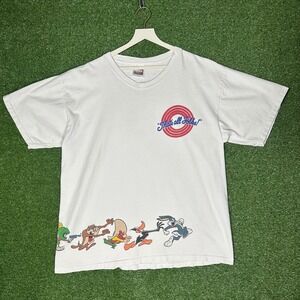Vintage 1993 Looney Tunes Tultex T Shirt XL White Thats All Folks Single Stitch